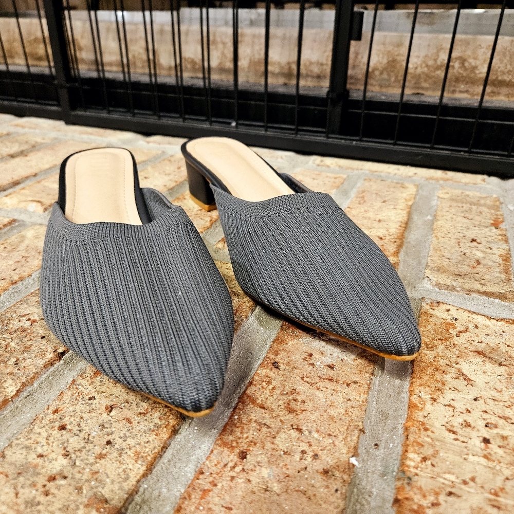 TIJN Slate Gray Women's 10 Slip-On Mules Quiet Luxury Career Work Femenine - Picture 3 of 16